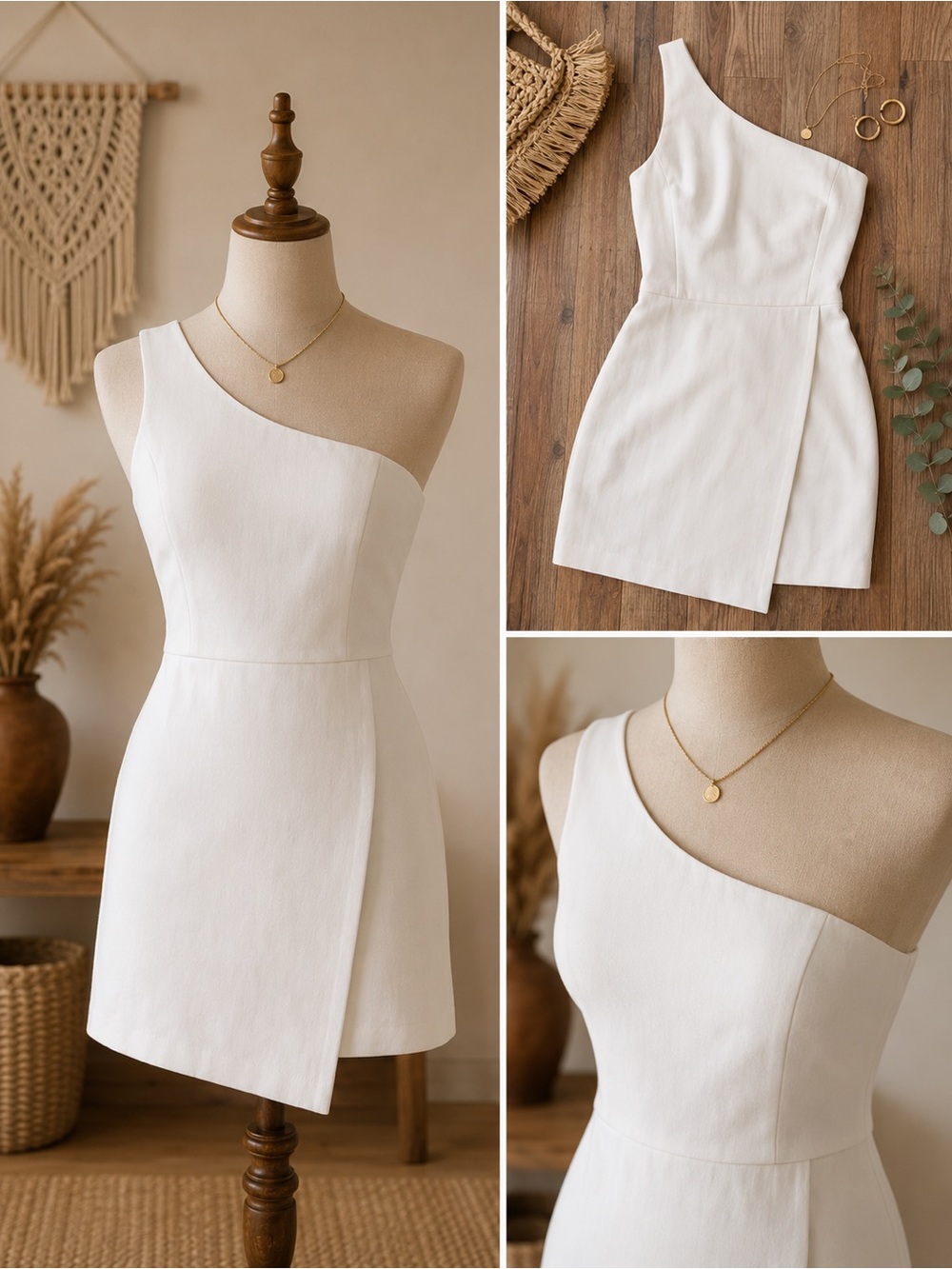 French Connection White One-Shoulder Mini Dress